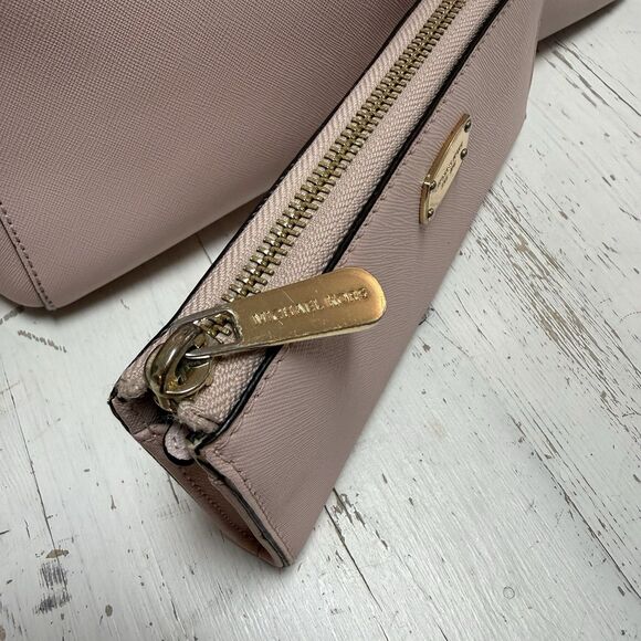 Michael Kors Kellen Saffiano Satchel Large Matching Jet Set Wallet Blossom Pink - Picture 16 of 16